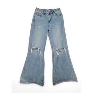 Altar'd State Mica Denim Flare Jeans Sz 29 Light Wash Distressed Raw Hem Y2K EUC